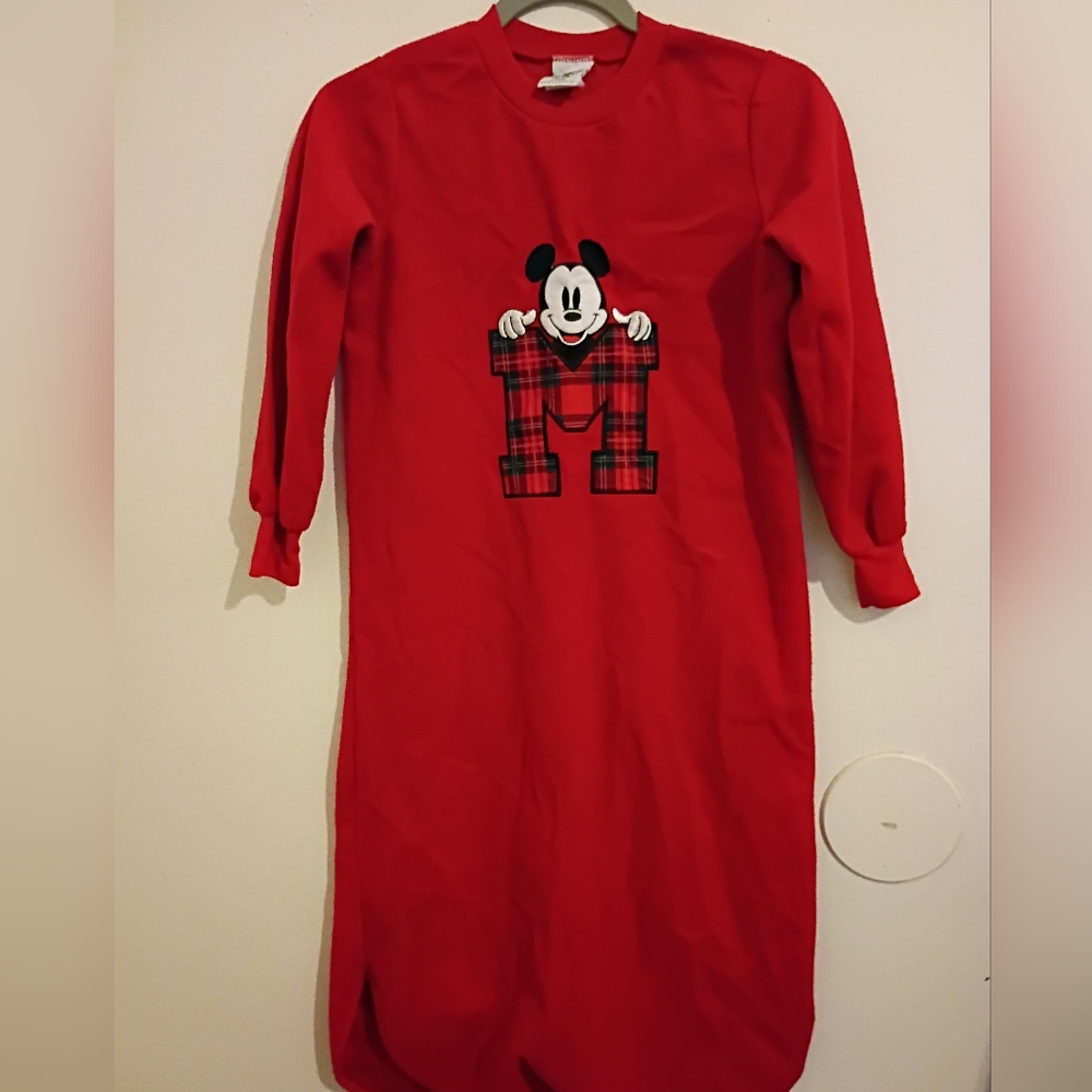 VTG Disney Girls Red Mickey Mouse Kids Nightgown Sz 8